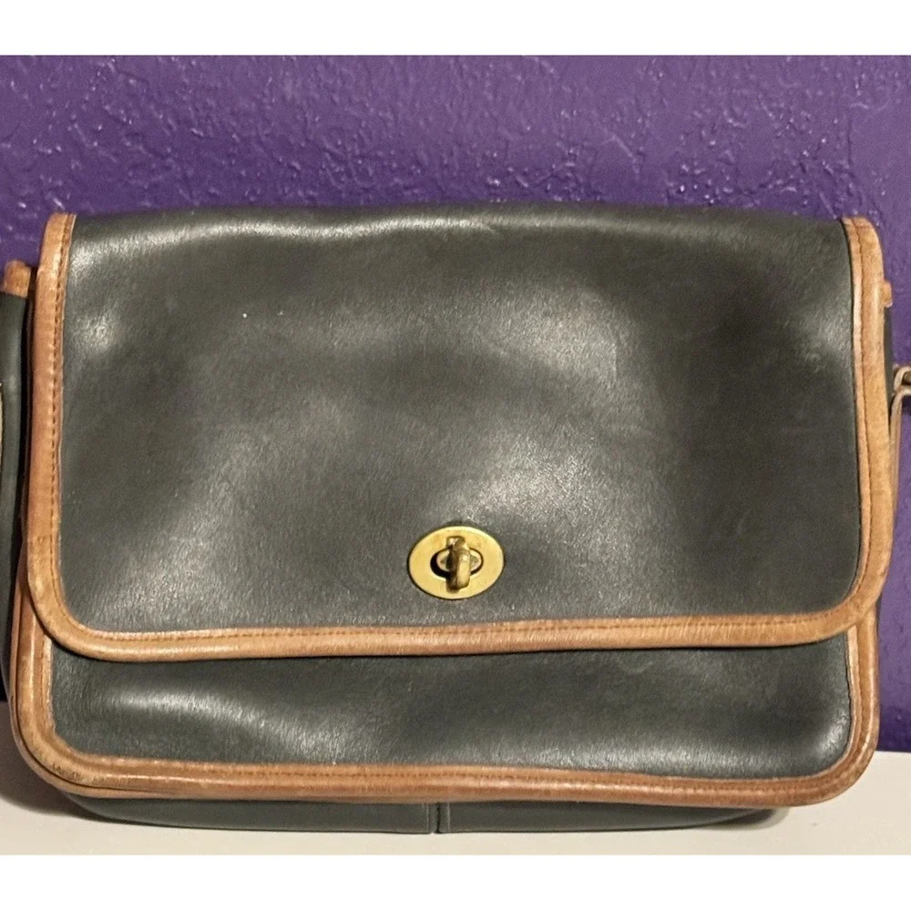 Vintage Coach Compartment Bag 9850 Forrest Green Tabac Spectator Crossbody Rare